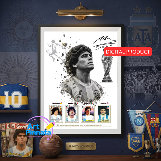 Diego Maradona / Wall Art / PNG + Canva