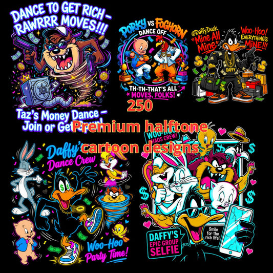 250 premium halftone cartoon designs