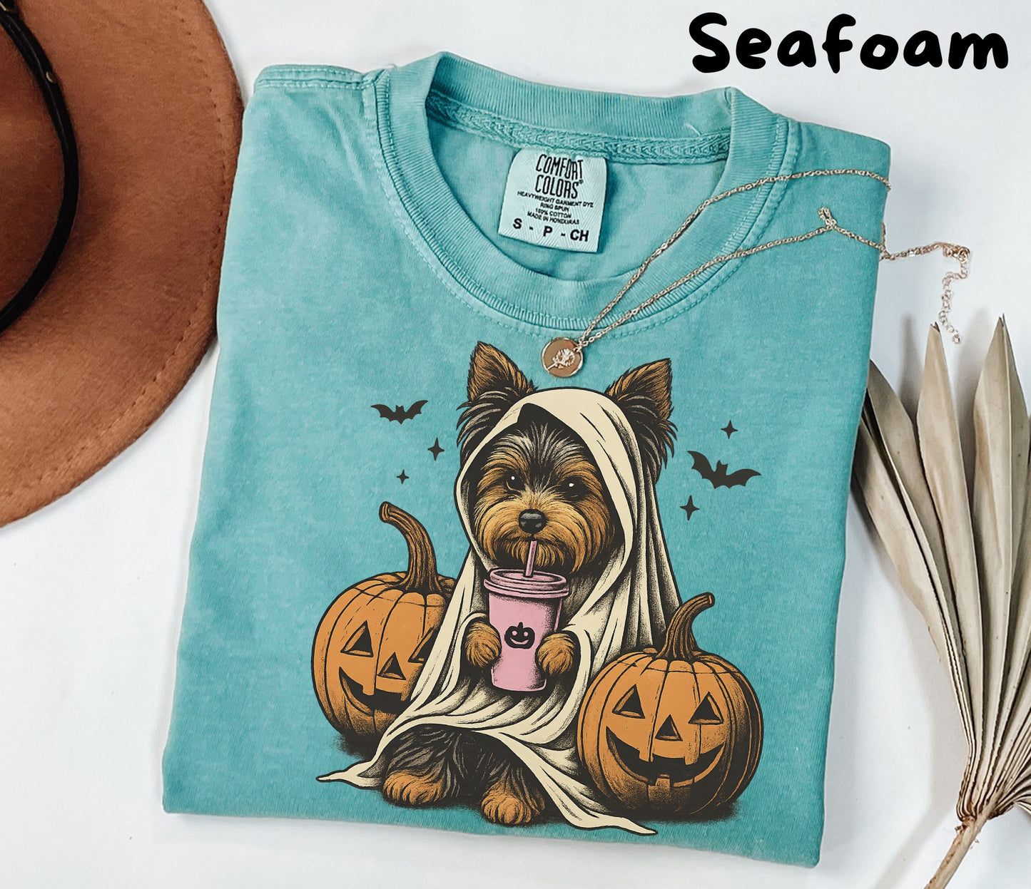 Halloween Shirt| Yorkshire Terrier Ghost T-Shirt| Retro Halloween Shirts| Spooky Season| Yorkie Halloween Shirt| Pumpkin Fall Shirt