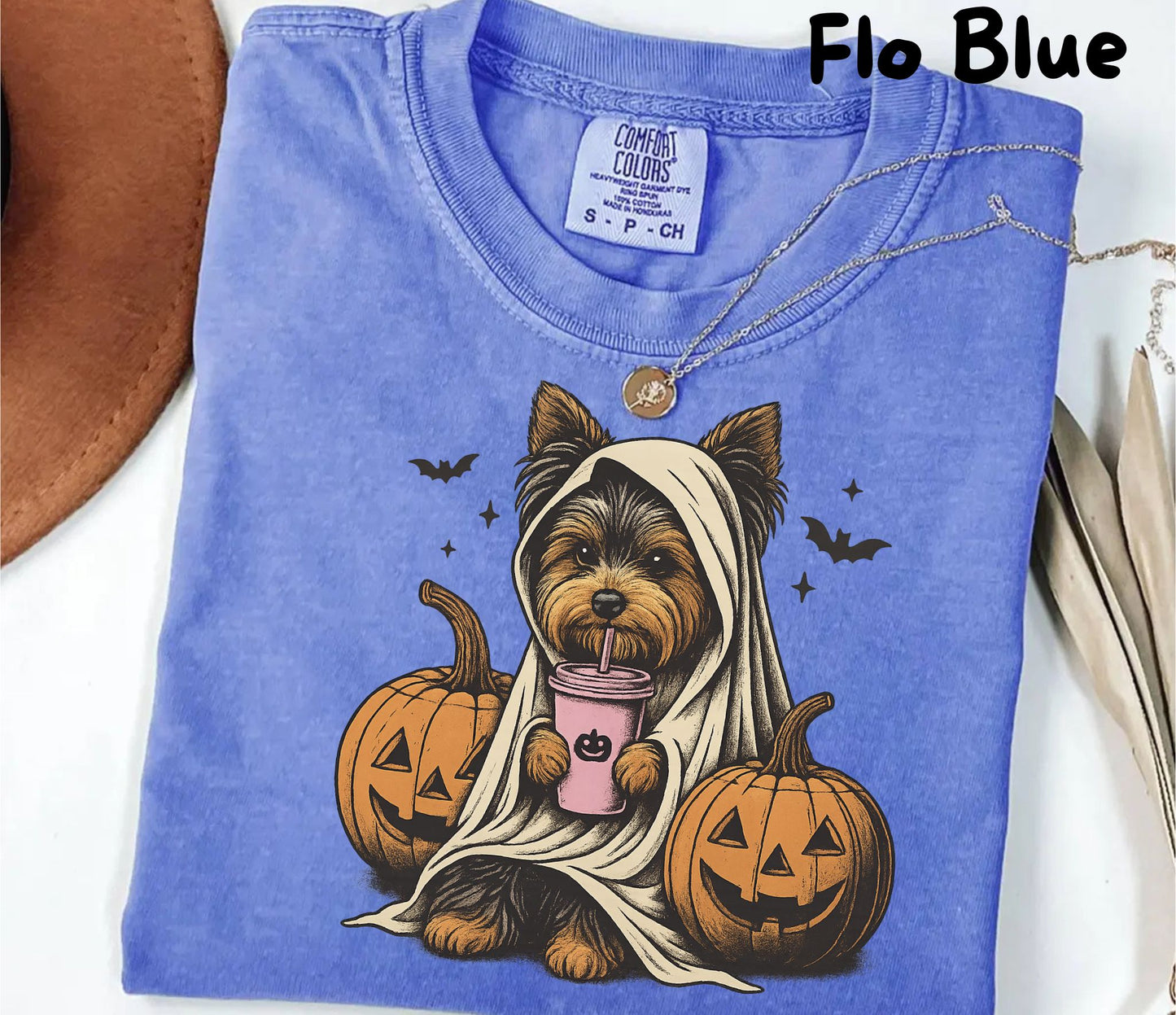 Halloween Shirt| Yorkshire Terrier Ghost T-Shirt| Retro Halloween Shirts| Spooky Season| Yorkie Halloween Shirt| Pumpkin Fall Shirt