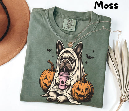 Halloween Shirt| French Bulldog Ghost T-Shirt| Retro Halloween Shirts| Spooky Season| French Bulldog Halloween Shirt| Pumpkin Fall Shirt