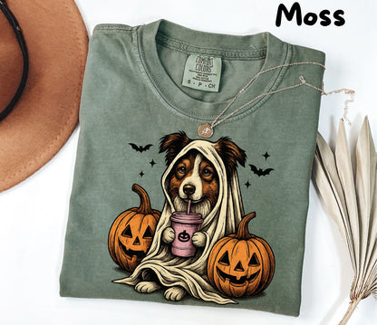 Halloween Shirt| Australian Shepherd Ghost T-Shirt| Retro Halloween Shirts| Spooky Season| Australian Shepherd Halloween Shirt| Pumpkin Fall Shirt
