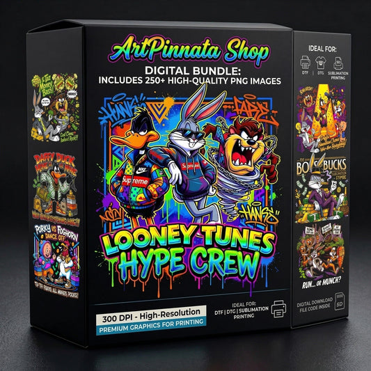 Cartoon Halftone Designs for Black T-Shirts | DTF / DTG Ready PNG Pack