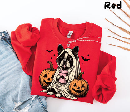 Halloween Sweatshirt| Boston Terrier Ghost Sweatshirt| Boston Terrier Halloween Sweatshirt