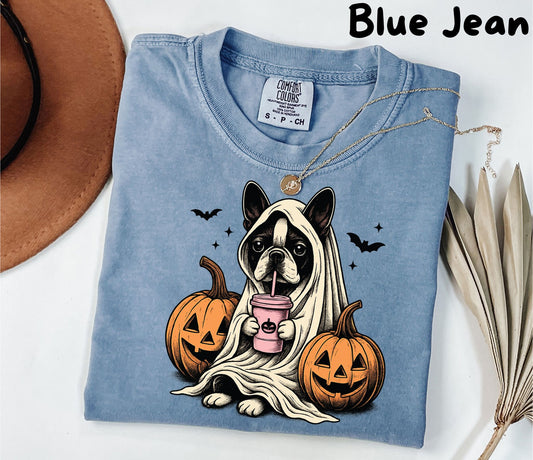 Halloween Shirt| Boston Terrier Ghost T-Shirt| Retro Halloween Shirts| Spooky Season| Boston Terrier Halloween Shirt| Pumpkin Fall Shirt