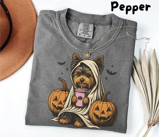 Halloween Long Sleeve Shirt| Yorkshire Terrier Ghost Long sleeve Shirt| Yorkshire Terrier Halloween Long Sleeve Shirt