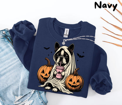 Halloween Sweatshirt| Boston Terrier Ghost Sweatshirt| Boston Terrier Halloween Sweatshirt