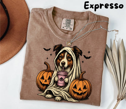Halloween Shirt| Australian Shepherd Ghost T-Shirt| Retro Halloween Shirts| Spooky Season| Australian Shepherd Halloween Shirt| Pumpkin Fall Shirt
