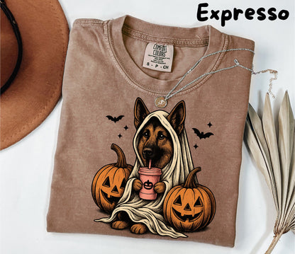 Halloween Shirt| German Shepherd Ghost T-Shirt| Retro Halloween Shirts| Spooky Season| German Shepherd Halloween Shirt| Pumpkin Fall Shirt