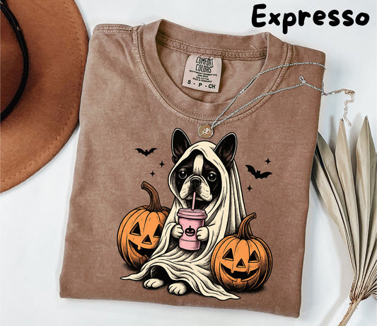 Halloween Long Sleeve Shirt| Boston Terrier Ghost Long sleeve Shirt| Boston Terrier Halloween Long Sleeve Shirt|