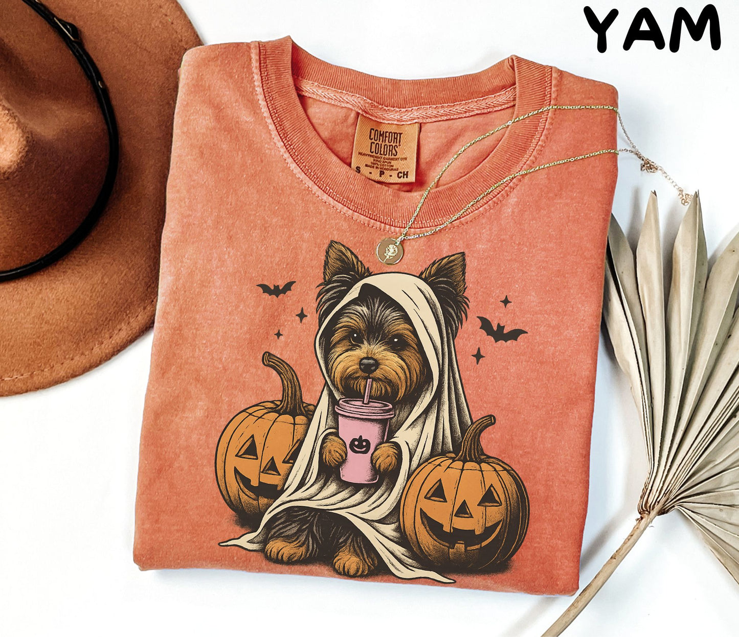 Halloween Shirt| Yorkshire Terrier Ghost T-Shirt| Retro Halloween Shirts| Spooky Season| Yorkie Halloween Shirt| Pumpkin Fall Shirt
