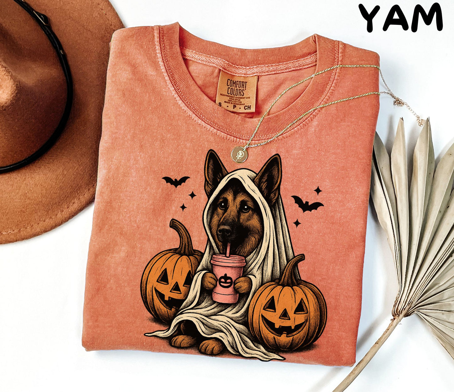 Halloween Shirt| German Shepherd Ghost T-Shirt| Retro Halloween Shirts| Spooky Season| German Shepherd Halloween Shirt| Pumpkin Fall Shirt