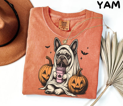 Halloween Shirt| French Bulldog Ghost T-Shirt| Retro Halloween Shirts| Spooky Season| French Bulldog Halloween Shirt| Pumpkin Fall Shirt