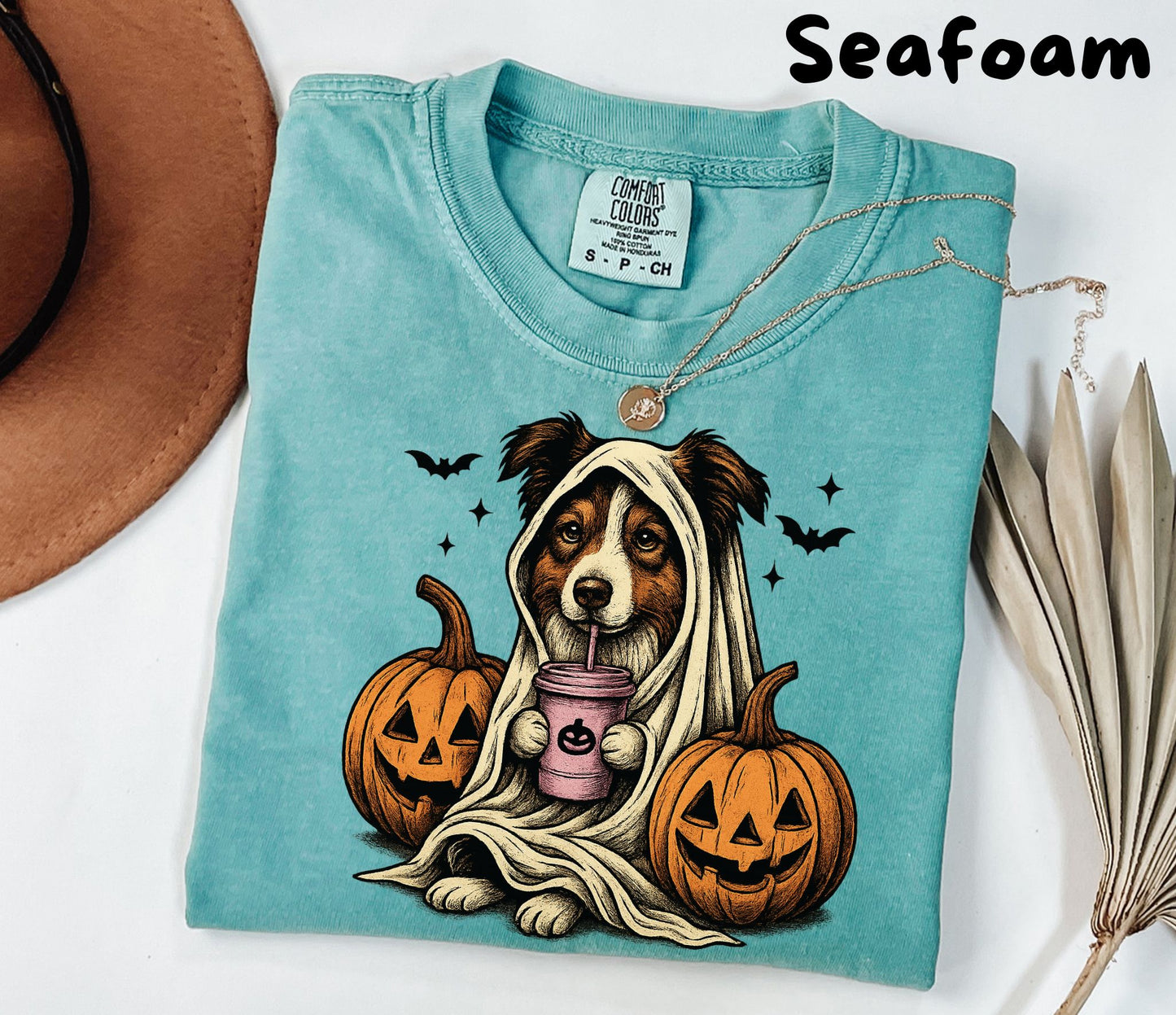 Halloween Shirt| Australian Shepherd Ghost T-Shirt| Retro Halloween Shirts| Spooky Season| Australian Shepherd Halloween Shirt| Pumpkin Fall Shirt