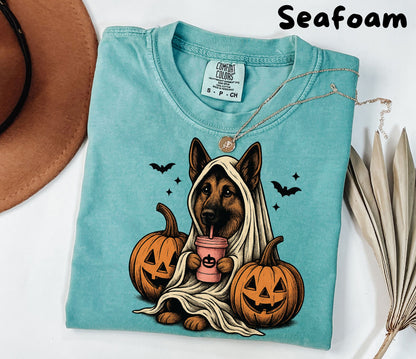 Halloween Shirt| German Shepherd Ghost T-Shirt| Retro Halloween Shirts| Spooky Season| German Shepherd Halloween Shirt| Pumpkin Fall Shirt