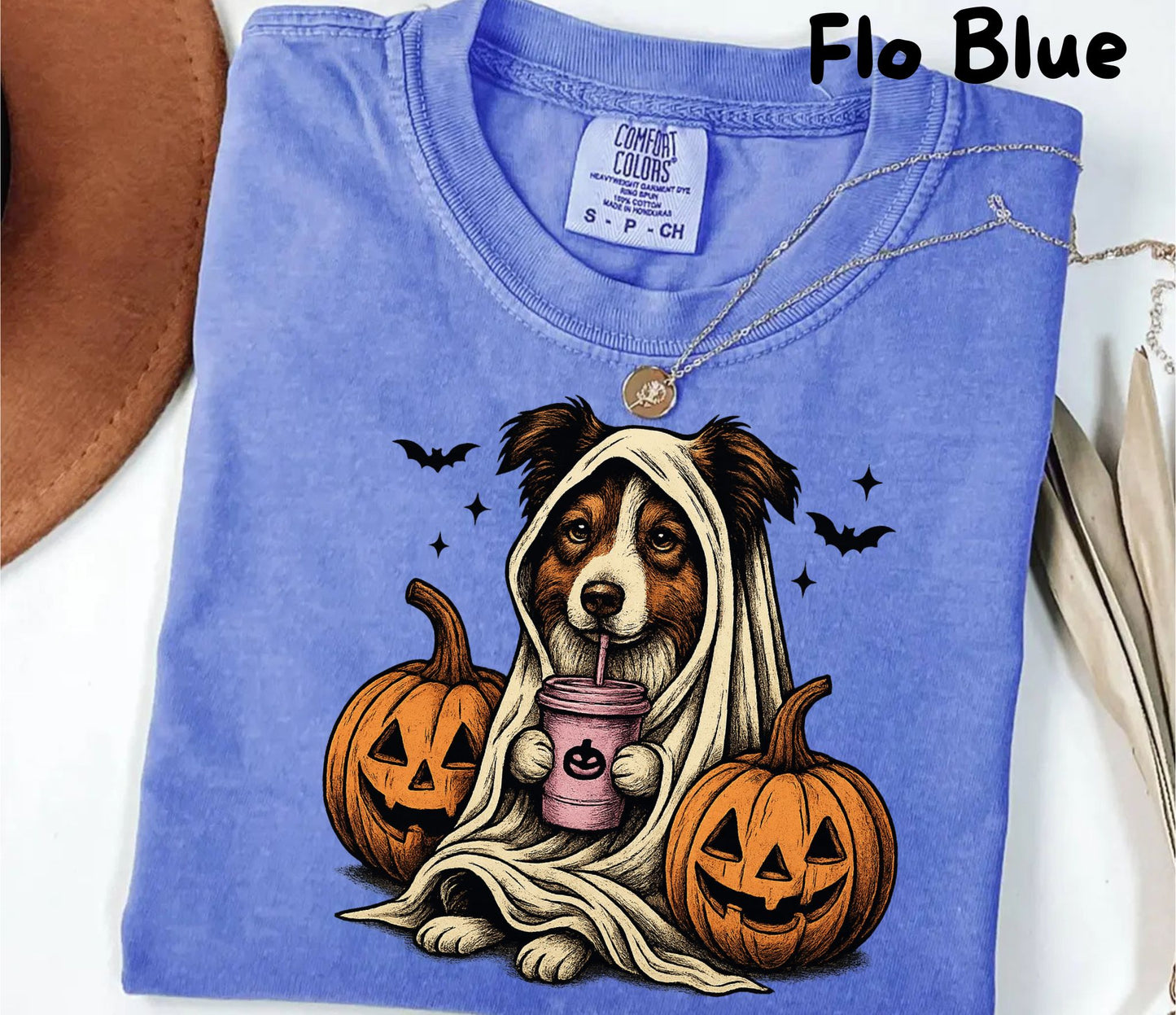 Halloween Shirt| Australian Shepherd Ghost T-Shirt| Retro Halloween Shirts| Spooky Season| Australian Shepherd Halloween Shirt| Pumpkin Fall Shirt