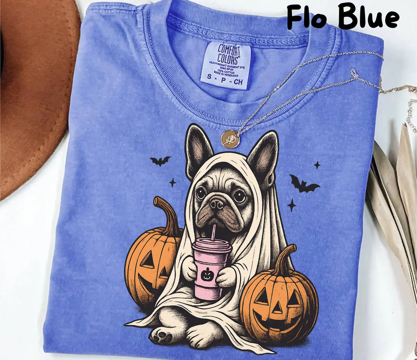 Halloween Shirt| French Bulldog Ghost T-Shirt| Retro Halloween Shirts| Spooky Season| French Bulldog Halloween Shirt| Pumpkin Fall Shirt