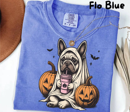 Halloween Shirt| French Bulldog Ghost T-Shirt| Retro Halloween Shirts| Spooky Season| French Bulldog Halloween Shirt| Pumpkin Fall Shirt