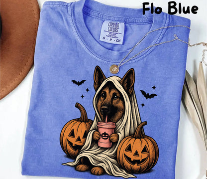 Halloween Shirt| German Shepherd Ghost T-Shirt| Retro Halloween Shirts| Spooky Season| German Shepherd Halloween Shirt| Pumpkin Fall Shirt