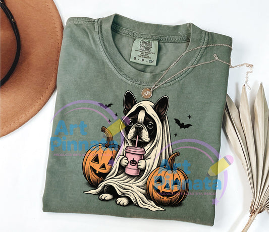 Boston Terrier Ghost PNG | DTF DTG Sublimation Design (Digital Download)
