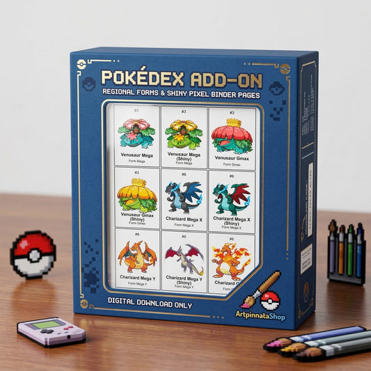 Pokédex Add-On: Regional Forms & Shiny Pixel Binder Pages (Digital Download)
