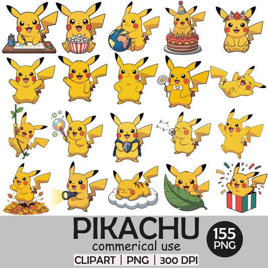 Pika Clipart Bundle | 155 Cartoon PNG Illustrations