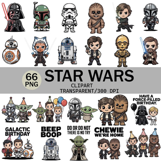 Star Wars Chibi Clipart Bundle| 66 PNG