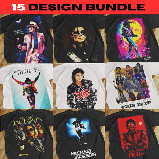 King of Pop PNG Bundle| Halftone Graphic Tee, 80s Music Legend Sublimation Designs