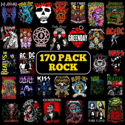 Mega Pack Rock Band & Vintage Metal Music - 170 Diseños
