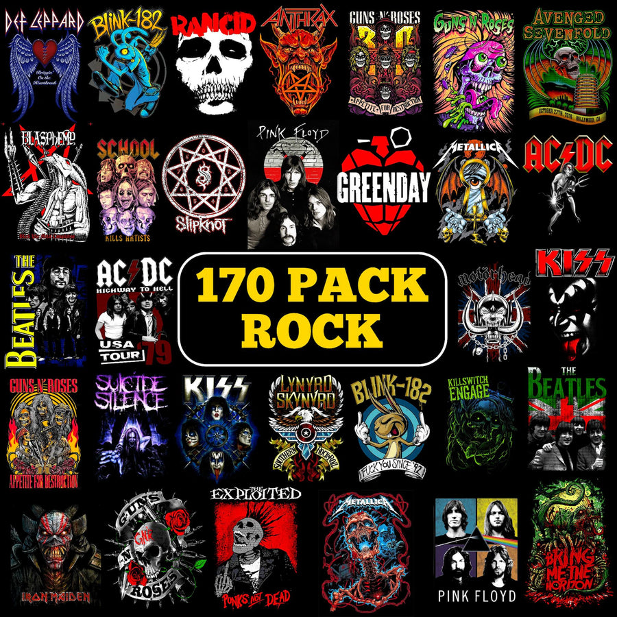 Mega Pack Rock Band & Vintage Metal Music - 170 Diseños