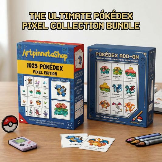 Complete Pixel Pokédex Binder Bundle – 1025 Pokémon + Regional Forms & Shiny Placeholders